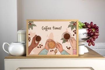 Kahve  Bar'ı için Dekoratif A4 Tablo (Yatay)