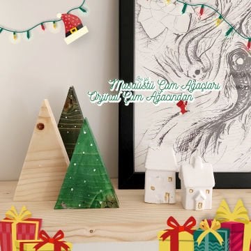 Ahşap Yılbaşı Çam Ağacı - 3'lü Set