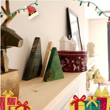 Ahşap Yılbaşı Çam Ağacı - 3'lü Set