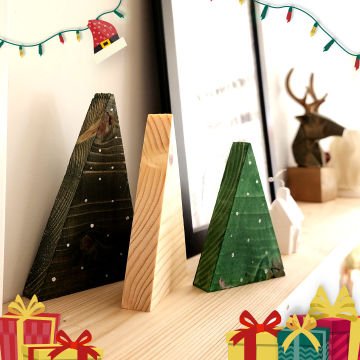 Ahşap Yılbaşı Çam Ağacı - 3'lü Set